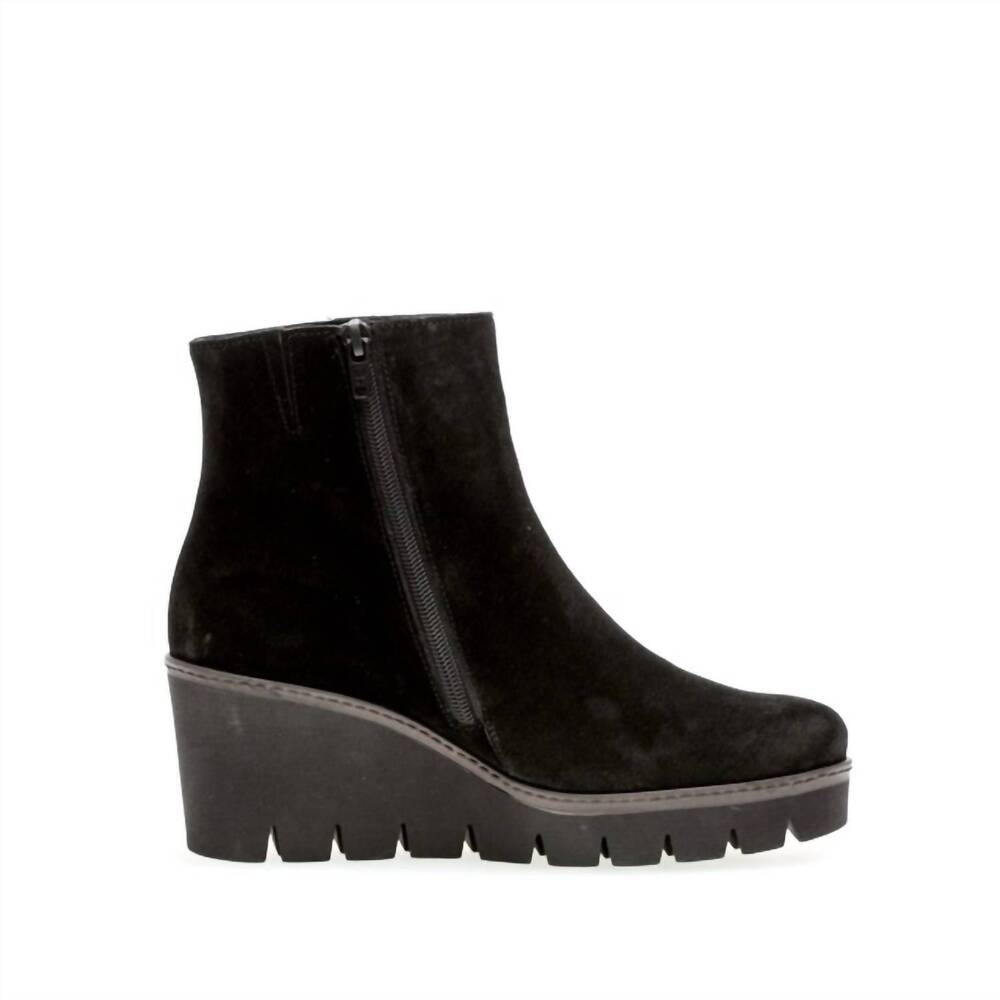 NEW GABOR women's utopia suede wedge ankle boots in black